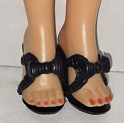 Vtg 1950's Little Miss Revlon Black Center Bow Shoes Heels 10.5  Doll Jill Jan • $19.99