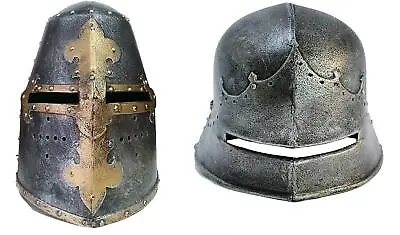 Medieval Full Half Face Visor Knight Helmet Fancy Dress Hat Costume Accesory • £13.97