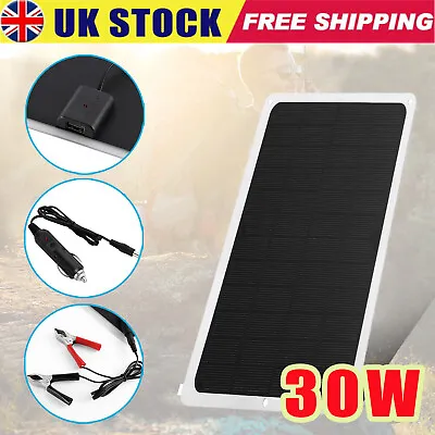 30W Solar Panel 12V Trickle Charge Battery Charger For Maintainer Marine RV Car • £13.99