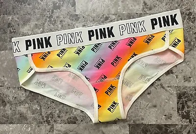 Nwt Victoria's Secret Pink Neon Ombre Stripe Logo Thick Band Hipster Panties • $17.93