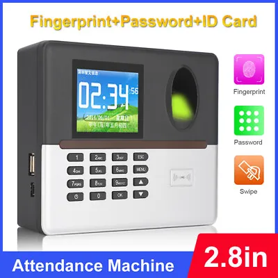 £94.73 • Buy 2.8in WIFI ID Card Fingerprint Password Time Clock Attendance Machine Recorder