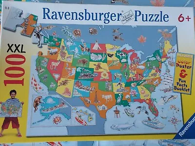 Ravensburger Puzzle  100 XXL Piece - USA MAP #107162 2007  6+ 14 1/4  X 19 1/3  • $9.99