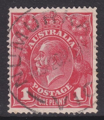 $4.75 • Buy KGV Heads Single Wmk 1d Red Die 1 FU *POSTMARK* SG 21c (2D1)