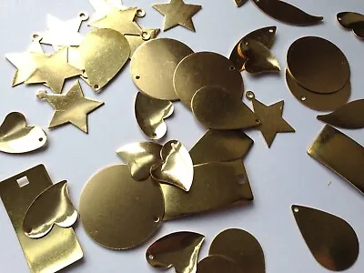 Metal Stamping Blanks ~ Brass Tone Stamping Blanks/Tag With Hole ~ Choose Shape • £0.99