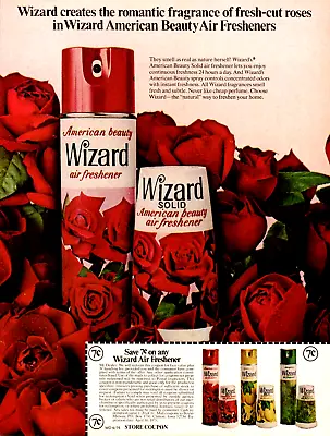 1974 Wizard American Beauty Air Freshener  Rose Fragrance  Print Ad • $8.50