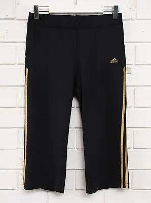 $22 • Buy Women's Adidas Black/gold Cropped Pants Size XL