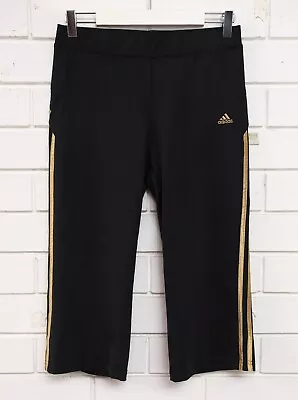 $22 • Buy Women's Adidas Black/gold Cropped Pants Size XL