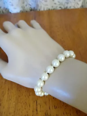 Single Strand Vintage Cream Cultured Pearl Clasp Cultured Pearl Bracelet 7  • $16