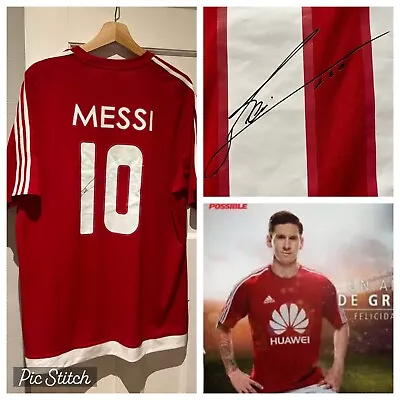 SIGNED MESSI 10 FOOTBALL SHIRT RARE ADIDAS ARGENTINA BARCELONA Limited Edition • £34.99