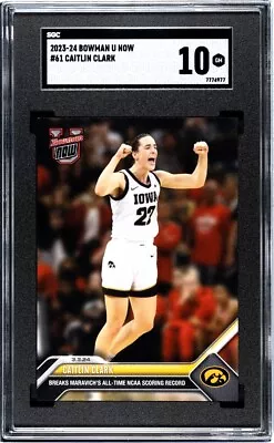 Caitlin Clark 2024 Bowman U Now RC #61 PASSES PETE MARAVICH RECORD SGC 10 GEM MT • $39.99