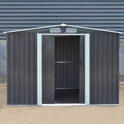 Large 10ftx8ft Peak Roof Metal Apex Garden Shed Outdoor Tool Storage FREE BASE • £419.95