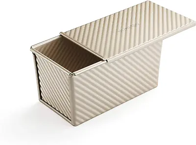 Premium Loaf  Tin  W  Cover  Bread  Toast  Mold  Corrugated  Loaf  Pan  W  Lid   • £37.33