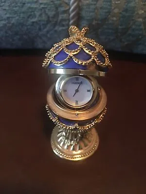 Beautiful! RARE French Faberge Egg Lapis Lazuli / Ruby Cabochon With Clock Watch • $1200