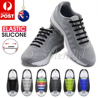 16ps/Lot Silicone Elastic Shoelaces No Tie Shoelace  Kids Adult Lazy Sneakers AU • $3.98