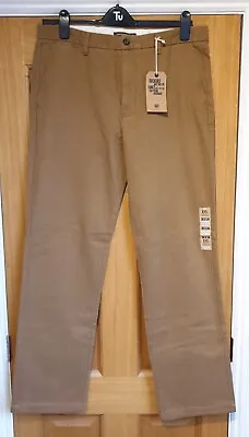 Dockers Genuine  Levi's D1 Slim Fit Flat Front Trousers Soft Khaki Chinos Pants • £29.99