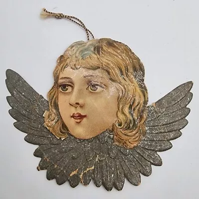 Rare Antique German Small 1-Sided Victorian Dresden Angel Christmas Ornament • $9.50