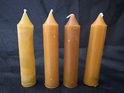 4x 100% Pure Organic Beeswax Pillar Candles Homemade Long Burn Natural Unscented • £6.98