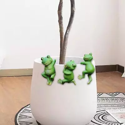 3x Garden Frogs Statues Flowerpot Landscaping Decor For Patio House Pots • $19.27