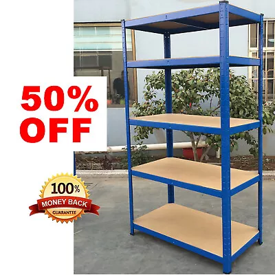 Garage Racking 5 Tier Shelving Unit Boltless Heavy Duty Metal Shelf Shed Storage • £22.15