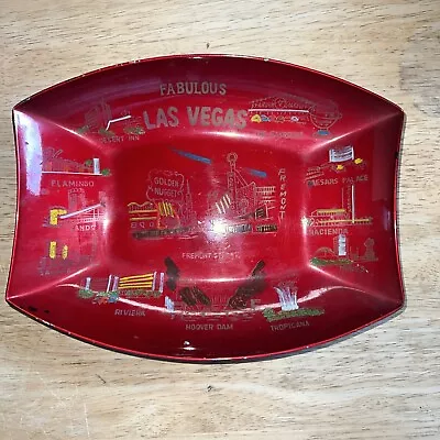 Vintage Las Vegas Casinos Red Plastic Souvenir Tray Fremont Str Stardust Dunes • $6