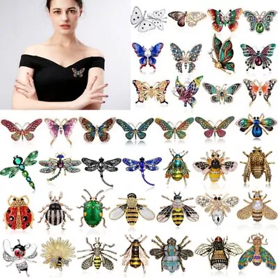 2024 Fashion Cute Animal Butterfly Insect Crystal Brooch Pin Women Party Jewelry • $1.80