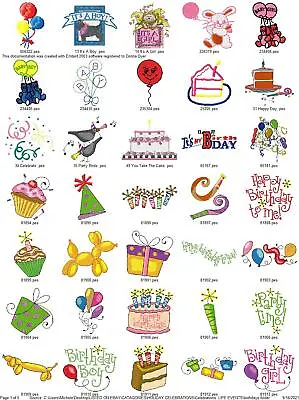 157 Birthday Celebration Embroidery Machine Designs Pes Brother Jef Hus Vp3 • $7.95