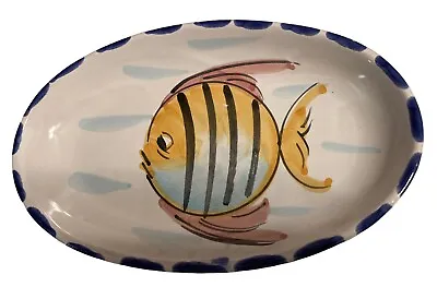 VIETRI Hand Painted Fish Bowl Oval Made In Italy 7.75x5 Shallow Nautical Theme • $24