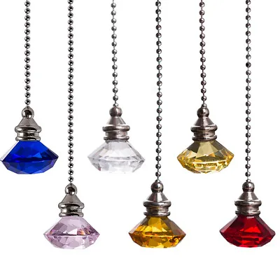 Crystal Diamond Pull Chain Cord Handle For Bathroom Toilet Light Switch Pendant • £5.99