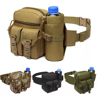 Men's Tactical Molle Waist Fanny Pack Outdoor Travel Hiking Hip Bum Chest Bag US • $15.99