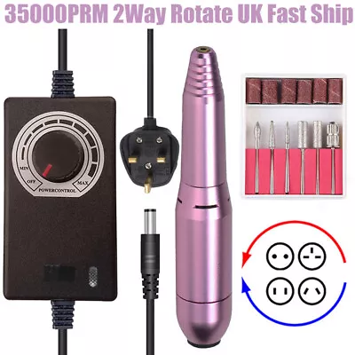 35000RPM 2 Way Strong Nail Drill Machine Electric Nail Drill File Manicure Kits • £15.99