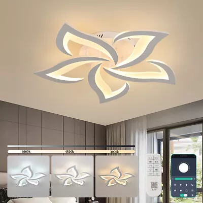 41W LED Ceiling Light Dimmable Modern Flower Chandelier APP Remote Bedroom 60cm • £32.99