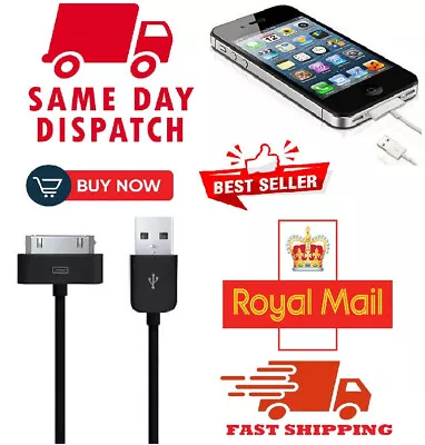 1 Meter Black USB Data Sync And Charging Cabel Lead For IPhone 4 4s 4g - UZ183 • £3.49