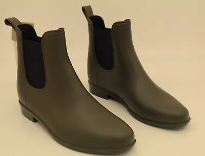 A New Day Women's Olive Green Chelsea Rain Boots Waterproof Booties Side Gore • $5.13