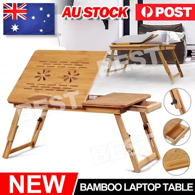 $30.85 • Buy Multi-Function Stand Adjustment Foldable Bamboo Laptop Table Cooling Holder Desk