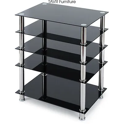 $106.99 • Buy 5-Tier AV Component Media Stand Stereo Cabinet Audio-Video Tower，Tempered Glass