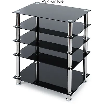 5-Tier AV Component Media Stand Stereo Cabinet Audio-Video Tower，Tempered Glass • $74.89