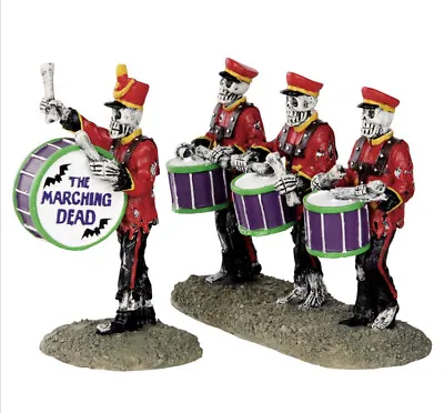 LEMAX Drum Corpse SPOOKY TOWN Set Of 4 Skeleton Marching Band • $21.75