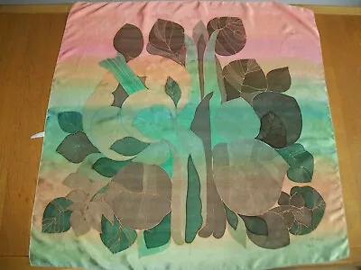 Large & Stunning French Hand Painted Floral Design Vintage Jacquard Silk Scarf • $3.98
