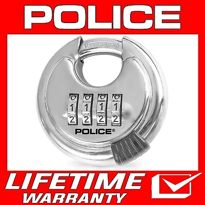 POLICE Combination Disc Padlocks Heavy Duty Keyless Lock For Outdoor Storage  • $16.99