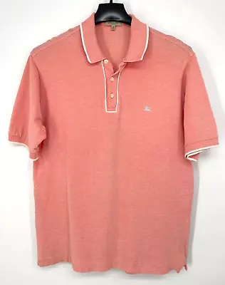 Burberry London Mens Size M Polo Shirt Coral Pink 100% Cotton Short Sleeve Logo • $35
