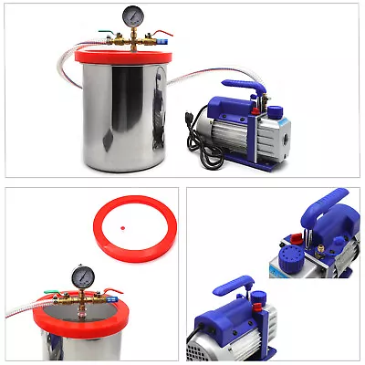 $190.80 • Buy 3 Gallon Vacuum Chamber Degassing Silicone & 3CFM Single Stage Pump Air AC Kit