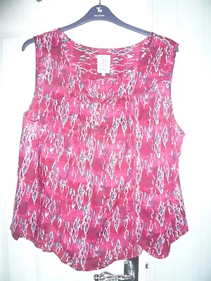 Mantaray Red /blue Vest Top Size 22 Vest Batik Cotton Pink Fab Co • £5.99