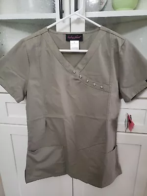 NWT SMALL Baby Phat Logo  Womens Scrub Top Green/Gray Medical  • $20.40