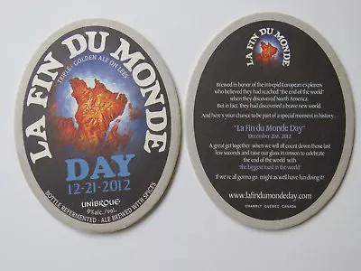 Canada Beer COASTER ~ UNIBROUE Brewery La Fin Du Monde 12-21-2012 Worlds End! • $5.77