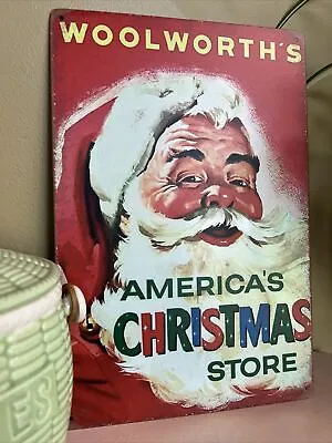 Woolworth’s 5 Five & Dime Store 9x12 Sign Christmas Santa Vtg Repro New • $14.99