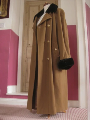 £324.99 • Buy VINTAGE MANSFIELD LONG WOOL COAT Victorian Trench Great Riding 14 16 Duster