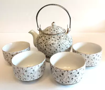 K. S Japan Hand Painted THOUSAND CRANES Eggshell Teapot With 4 Cups • $86.99