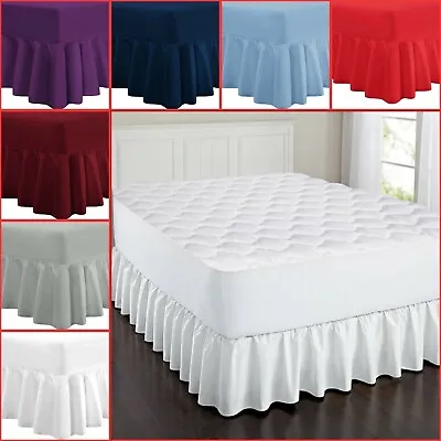 Luxury Plain Dyed Deep Fitted Valance Sheet Poly-Cotton Sheet Single Double King • £9.99