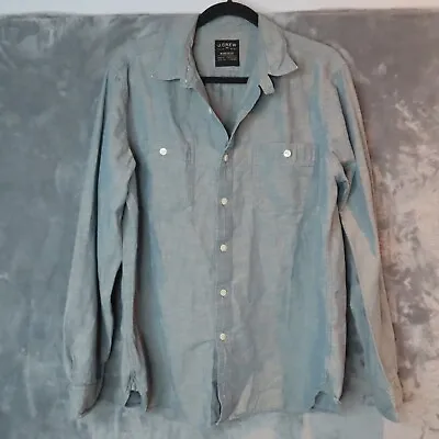 J CREW Shirt Mens Large Chambray Workshirt Chinstrap Vintage Prison Style Cotton • $25.88