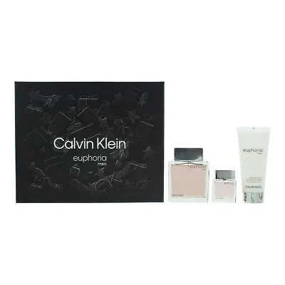 Calvin Klein Euphoria Men : EDT 100ml - Aftershave Balm 100ml - EDT 15ml For Men • £51.24